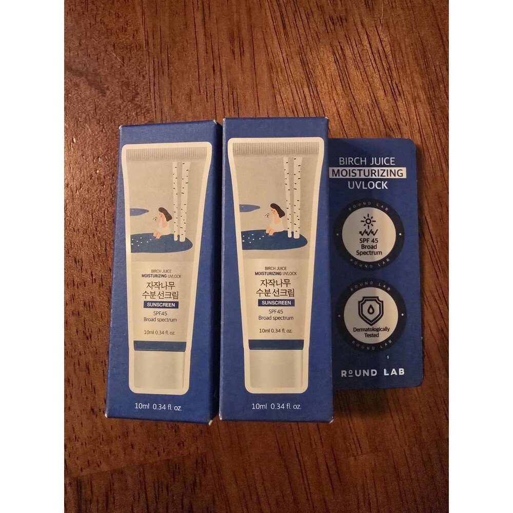 2PCS ROUND LAB Birch Juice Moisturizing Sun Cream 45 SPF 10ml each Travel size